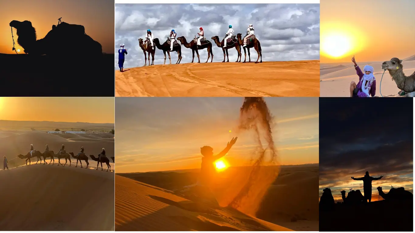 merzouga camello atardecer paseo